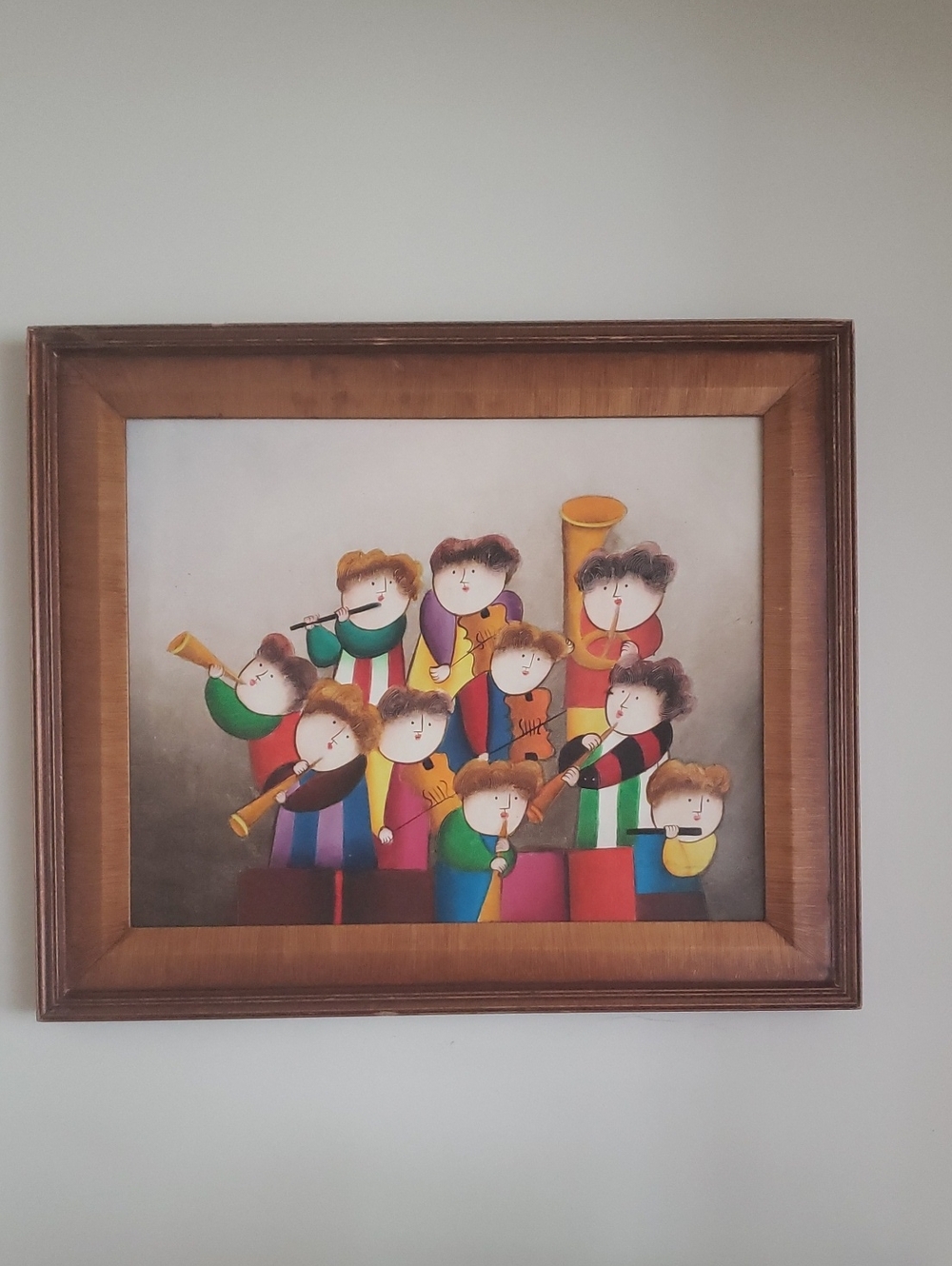 Joyce Roybal Vintage, Original Childeren In Orchestra Painting